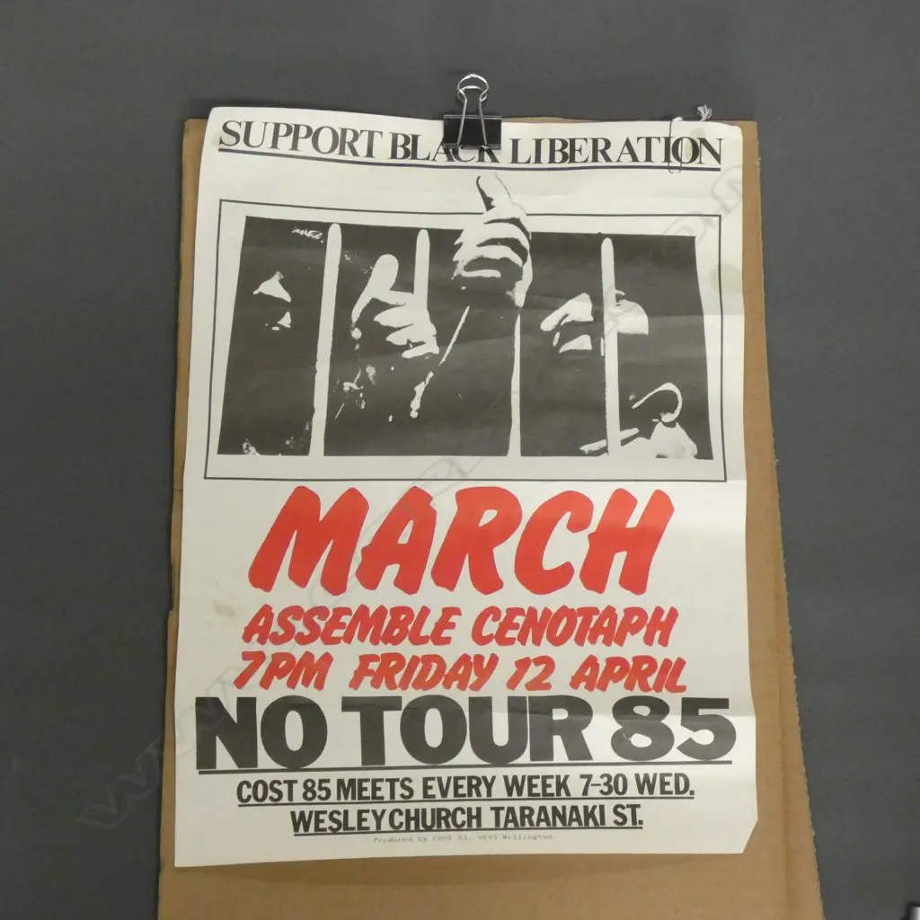 VINTAGE POSTER 'SUPPORT BLACK LIBERATION MARCH. NO TOUR 85'. Image 1++