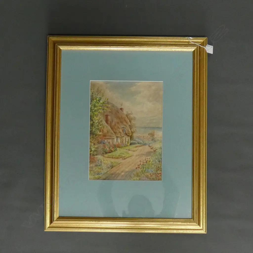 WATERCOLOUR ON BOARD COTTAGE GARDEN - UNSIGNED 210 X 300MM Image 1++
