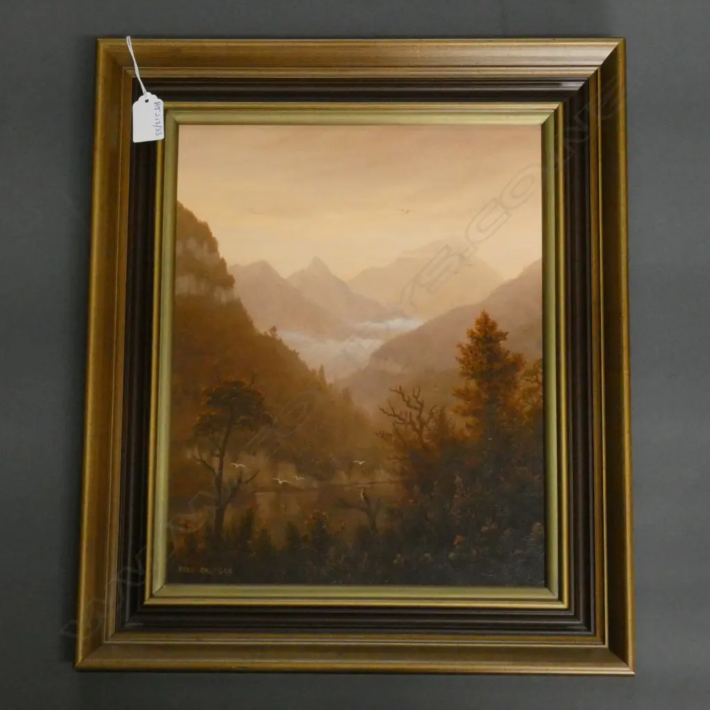 HANS BRUTSCH 'EVENING LIGHT FIORDLAND' OIL 335x265mm Image 1++