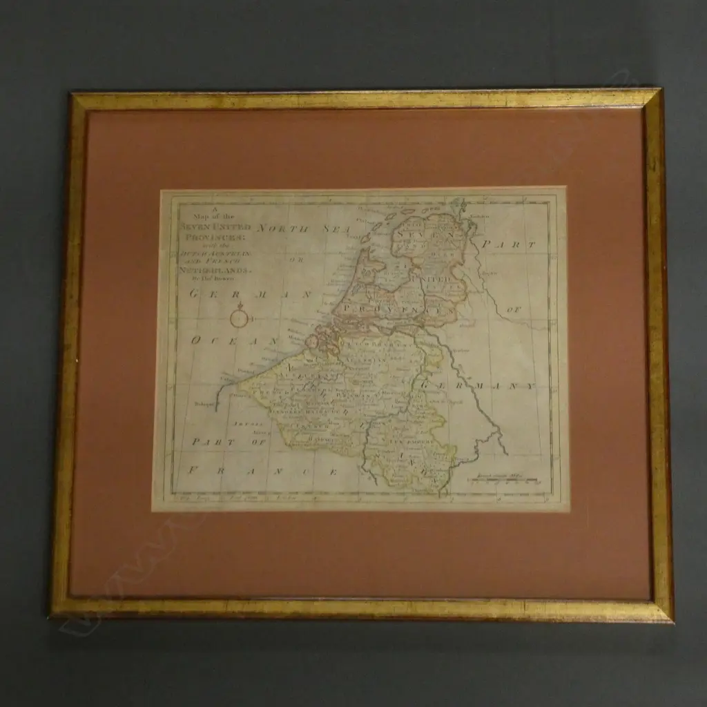 FRAMED 18thC MAP OF THE NETHERLANDS 220x280mm Image 1++