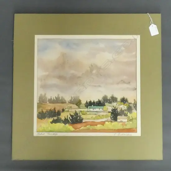 Celina Ballantine (N.Z. working c.1970) w/c signed and titled ' Herbert Township', 300 x 315mm. unframed