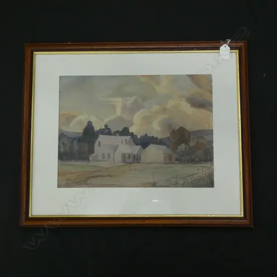 WATER COLOUR ON BOARD 'EVENING IN THE WAIKATO' BY GEOFF FAIRBURN 370 X 275MM
