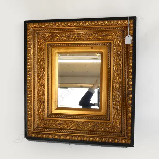 GILT FRAMED BEVELLED WALL MIRROR  475 X 530MM