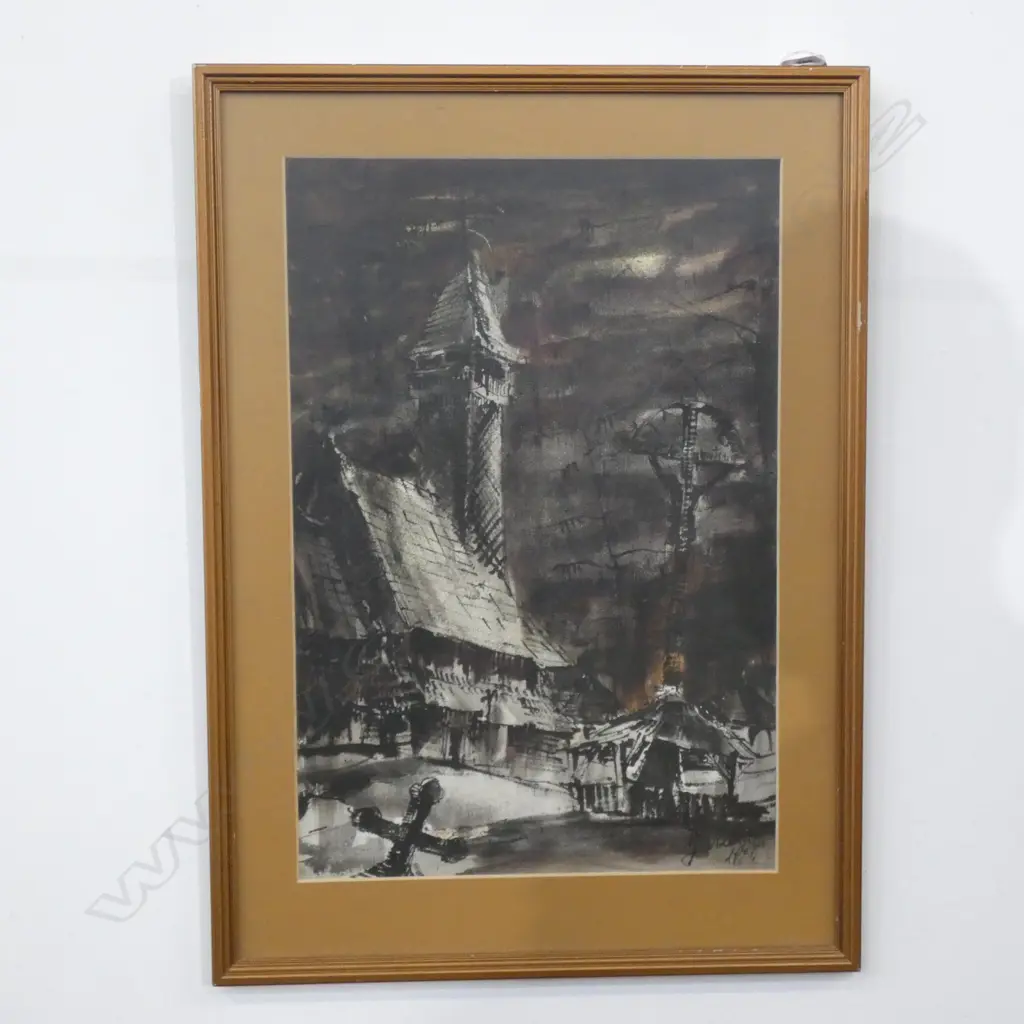 DARK BROWN CHURCH PRINT 540x365mm Image 1++