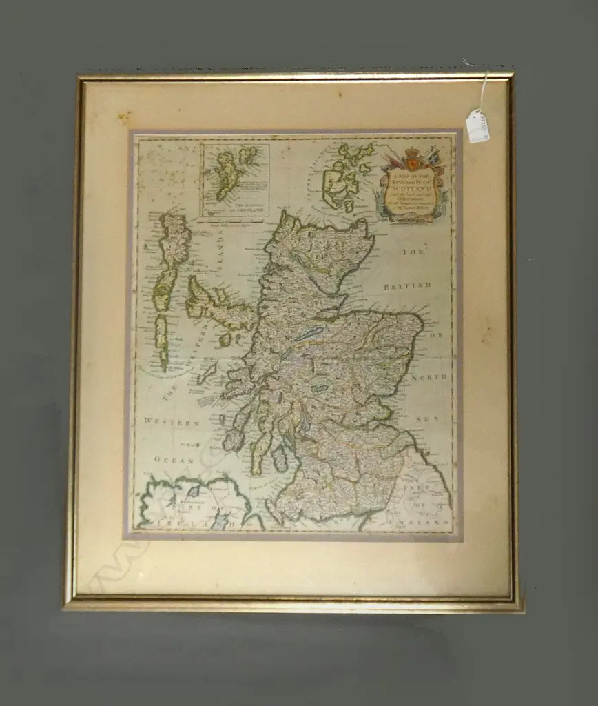 FRAMED 18TH C MAP OF SCOTLAND  380 X 470MM Image 1++