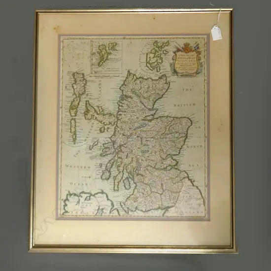 FRAMED 18TH C MAP OF SCOTLAND  380 X 470MM
