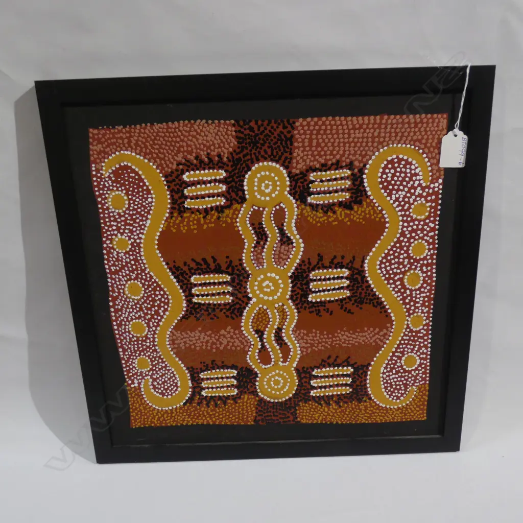 ABORIGINAL DOT PAINTING 'FIRE CEREMONY' BY JIM 'BOONGAR' EDWARDS 380 X 390MM Image 1++