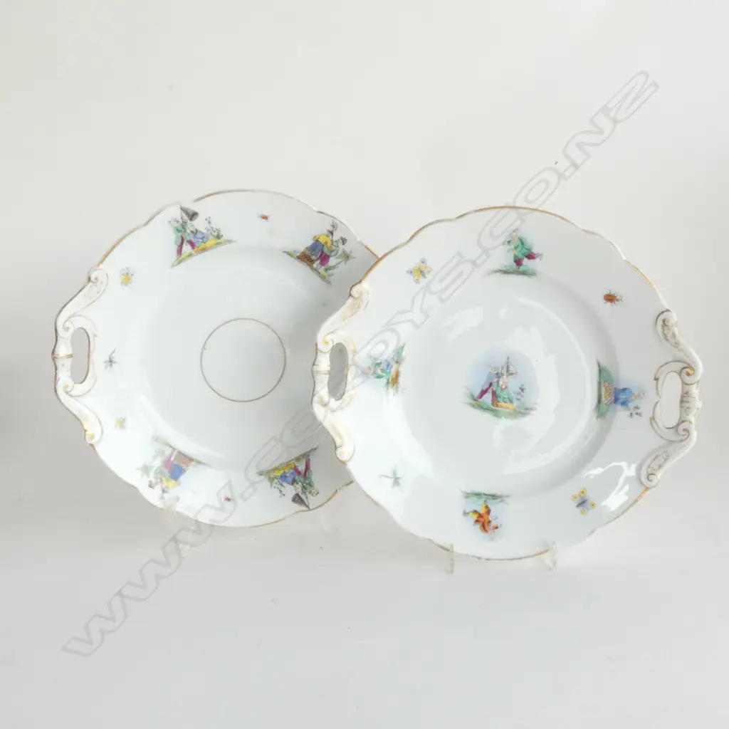 TWO VICTORIAN CHINOISERIE  2 HANDLE PLATES 290 X 280MM Image 1++