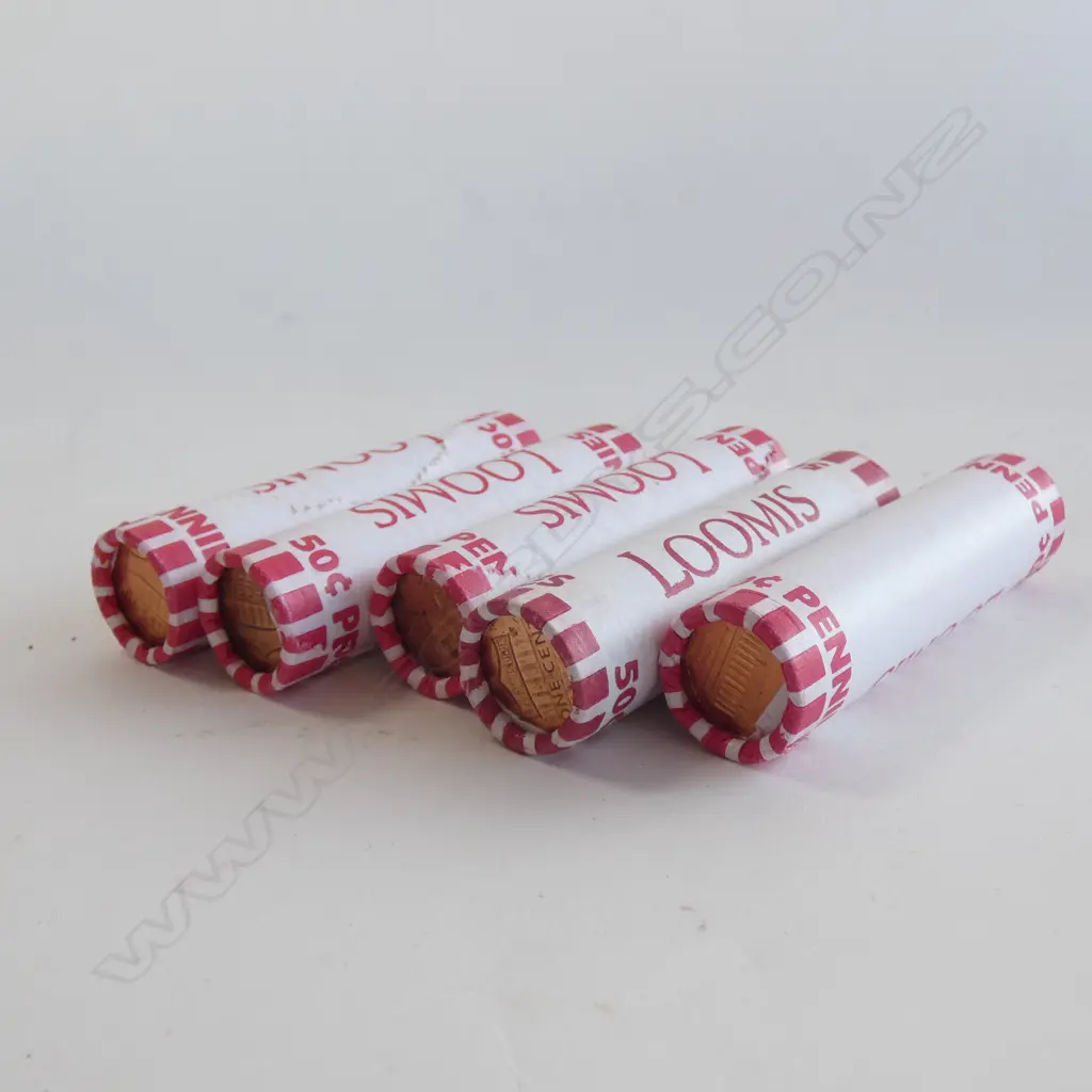 5X 'LOOMIS' BOUND ROLLS OF 50 USA 1c PCES  Image 1++