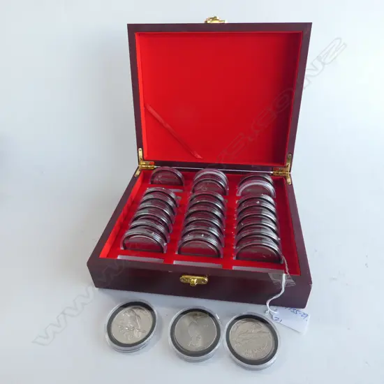 HARD CASE OF 21 NZ UNC $5 COINS 1990'S/2000'S