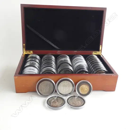 BOX OF 50 CASED COINS NZ UNC CROWNS + 50c + $2 ETC