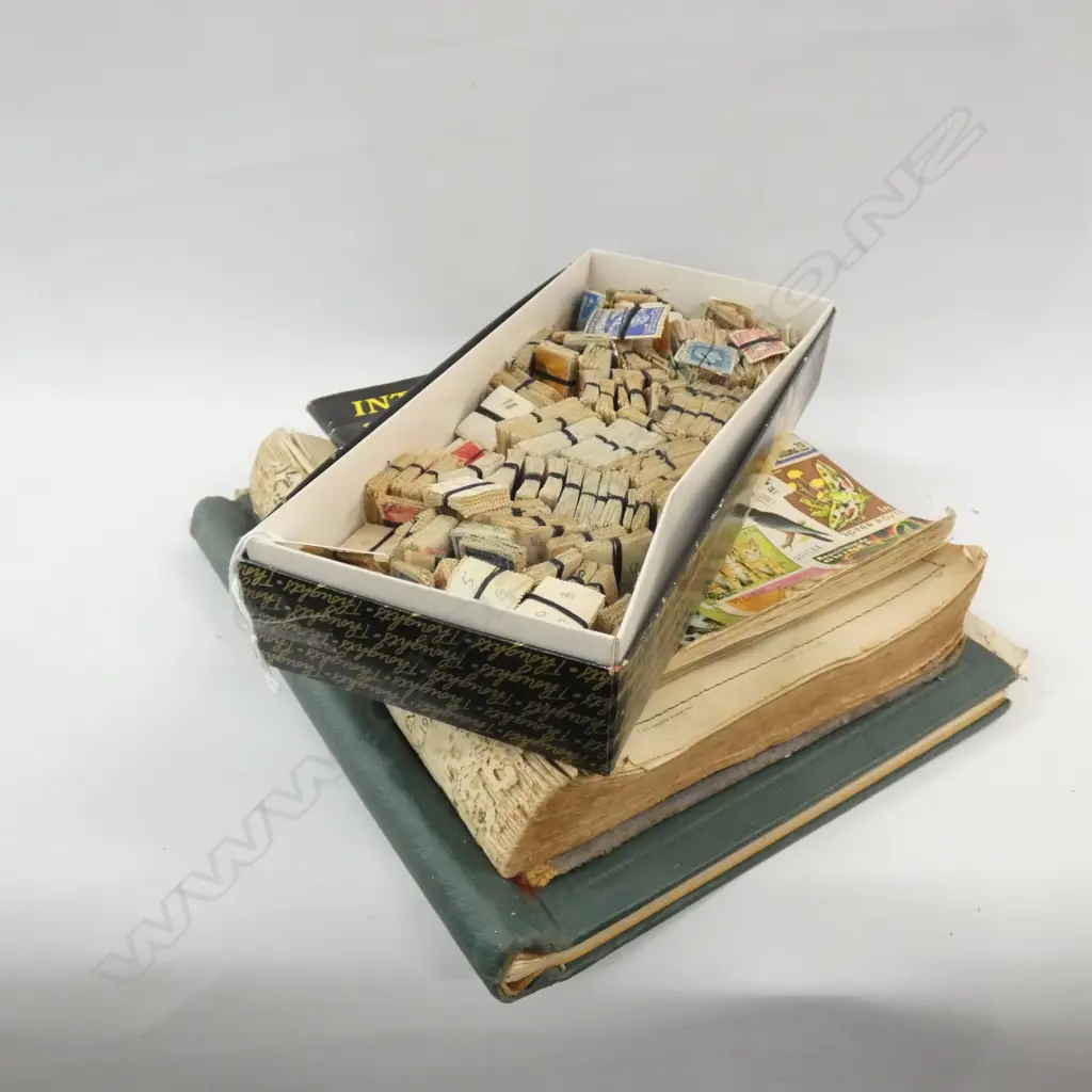 BOX OF ASST. STAMPS + 3 STAMP ALBUMS Image 1++