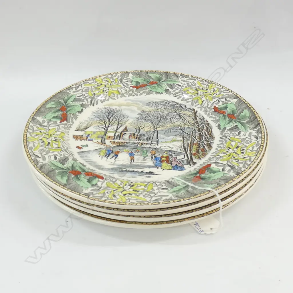 4 ASST ADAMS WINTER SCENE PLATES DIA 265MM Image 1++