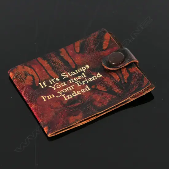 Red/Black Leather Stamp Booklet Case.