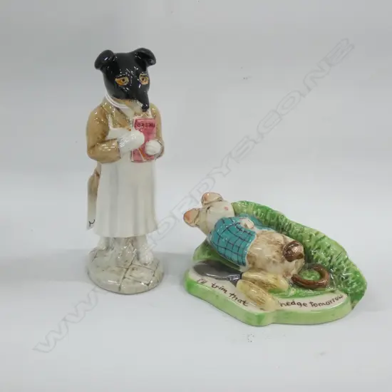 BESWICK FIGURES; KITTY MACBRIDE "LAZYBONES' & BEATRIX POTTERS 'PICKLES' H 115MM