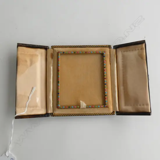 ENAMEL AND GLASS FRAME FOR A MINIATURE OR PHOTO IN ORIGINAL BOX