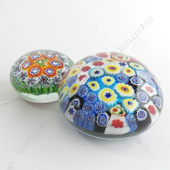 2 MILLE FIORI GLASS PAPER WEIGHTS