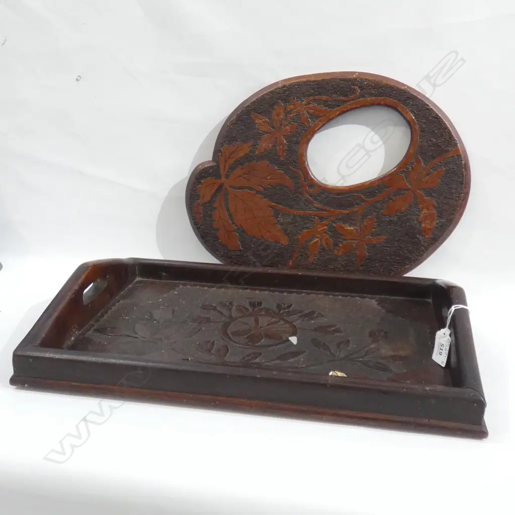 COLONIAL KAURI CARVED TRAY (295 X 440MM) & CARVED PICTURE FRAME (380 X 295MM) Image 1++