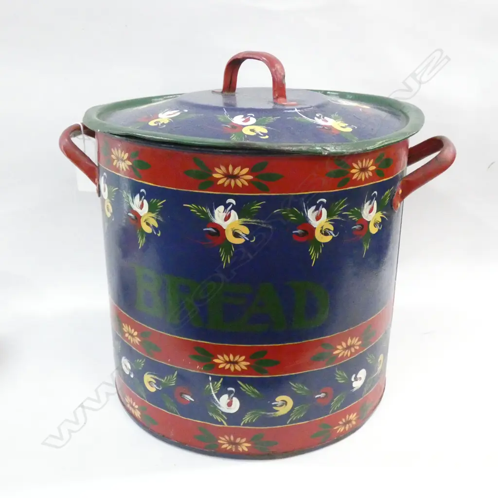 LARGE FOLK PAINTED LIDDED POT H.300mm Image 1++