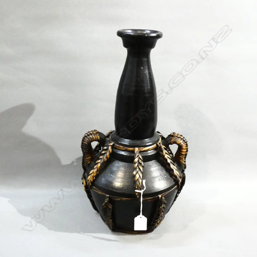 LARGE BLACK PAINTED CERAMIC BOTTLE H.410mm Image 1++
