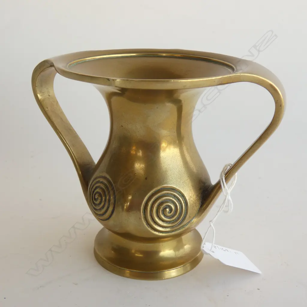 WELL MADE JAPANESE BRONZE 'SPIRAL EYE' TWO HANDLED VASE.  H.120mm Image 1++