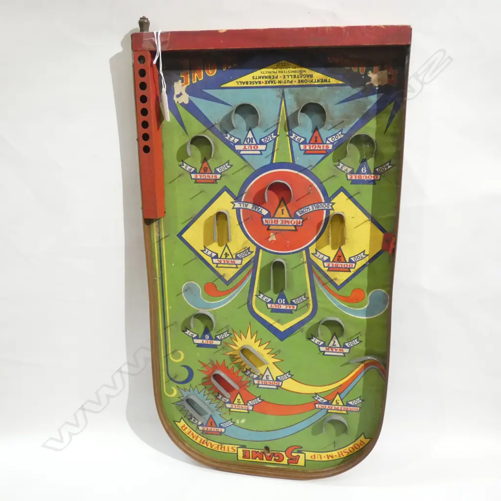 VINTAGE METAL TABLE TOP PIN BALL GAME 305 X 570MM Image 1++