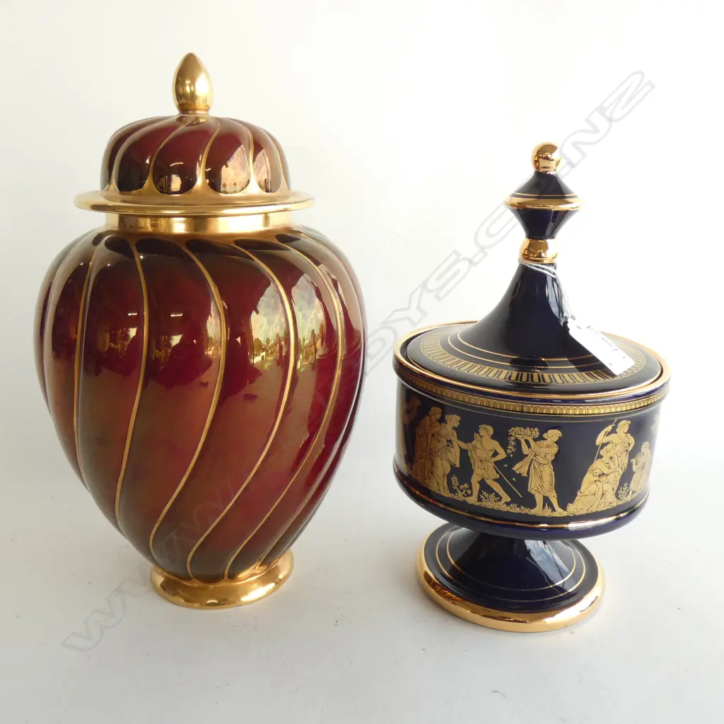 CARLTON WARE ROUGE ROYALE LIDDED GINGER JAR + OTHER Image 1++