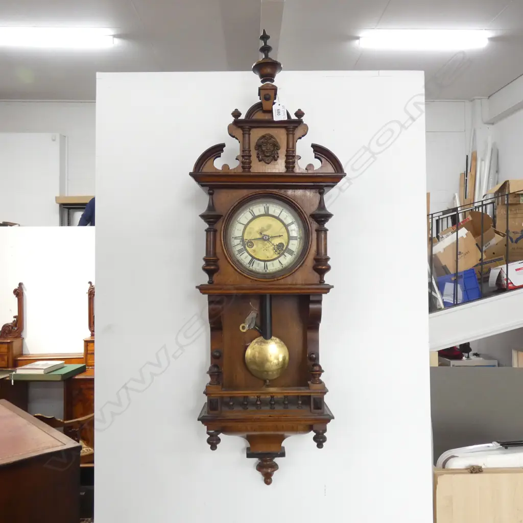 ANTIQUE WOODEN WALL CLOCK H.880mm Image 1++