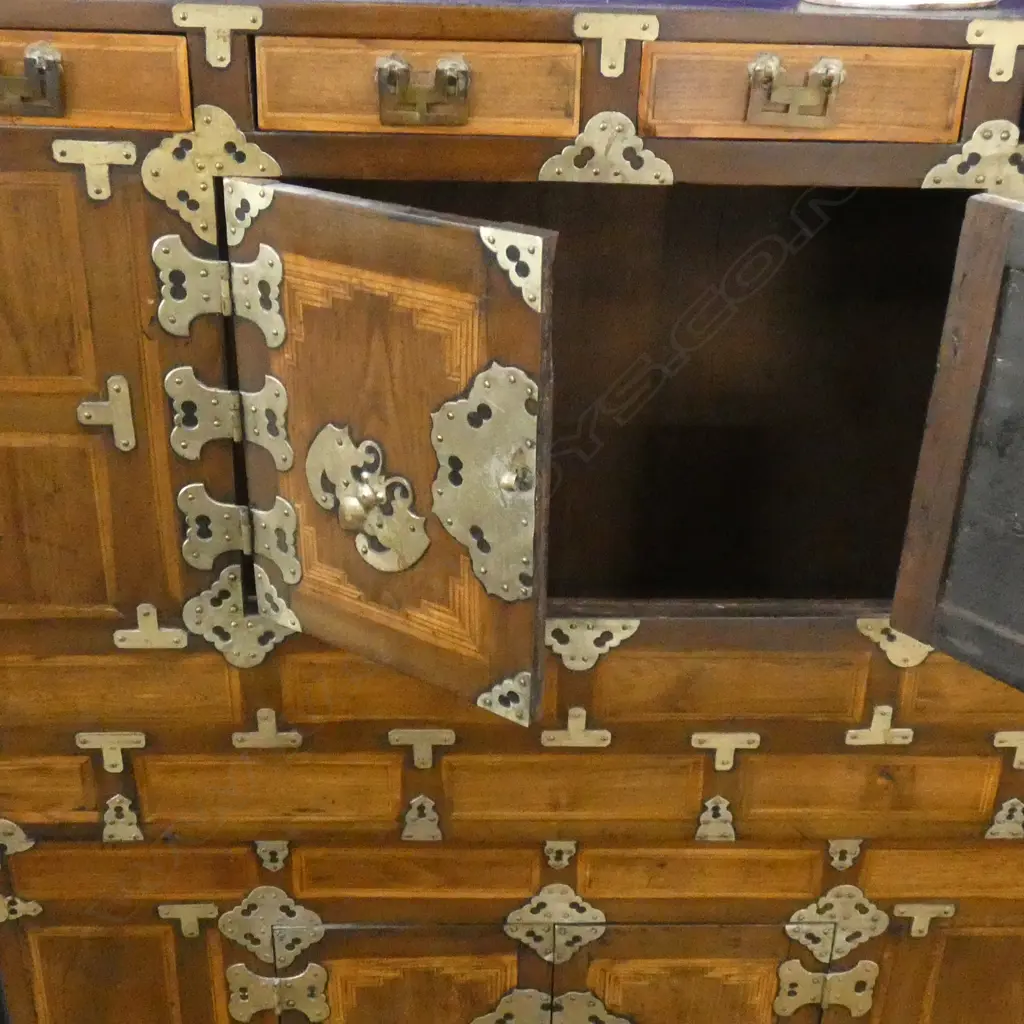 LATE 19thC KOREAN PINE & ELM 2 PCE TONG YONG CHEST 840x355x1250mm  Image 1++