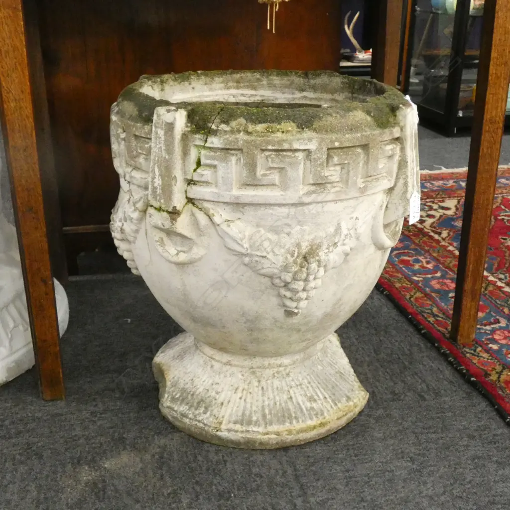 RUSTIC VINTAGE CONCRETE GARDEN PLANTER H.420mm 390mm dia Image 1++
