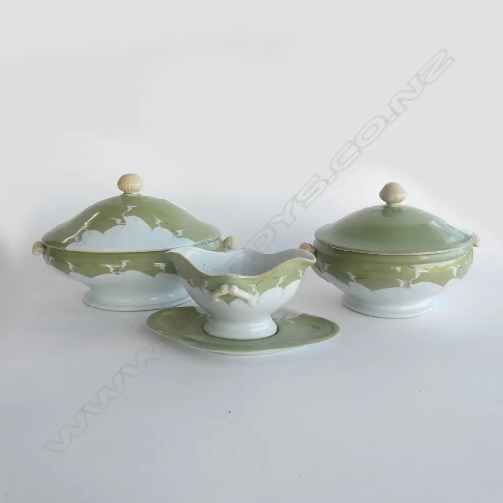 2 TUREENS & GRAVY BOAT C1910 Image 1++