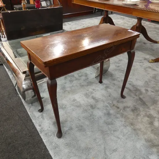 QUEEN ANNE STYLE OAK CARD TABLE 