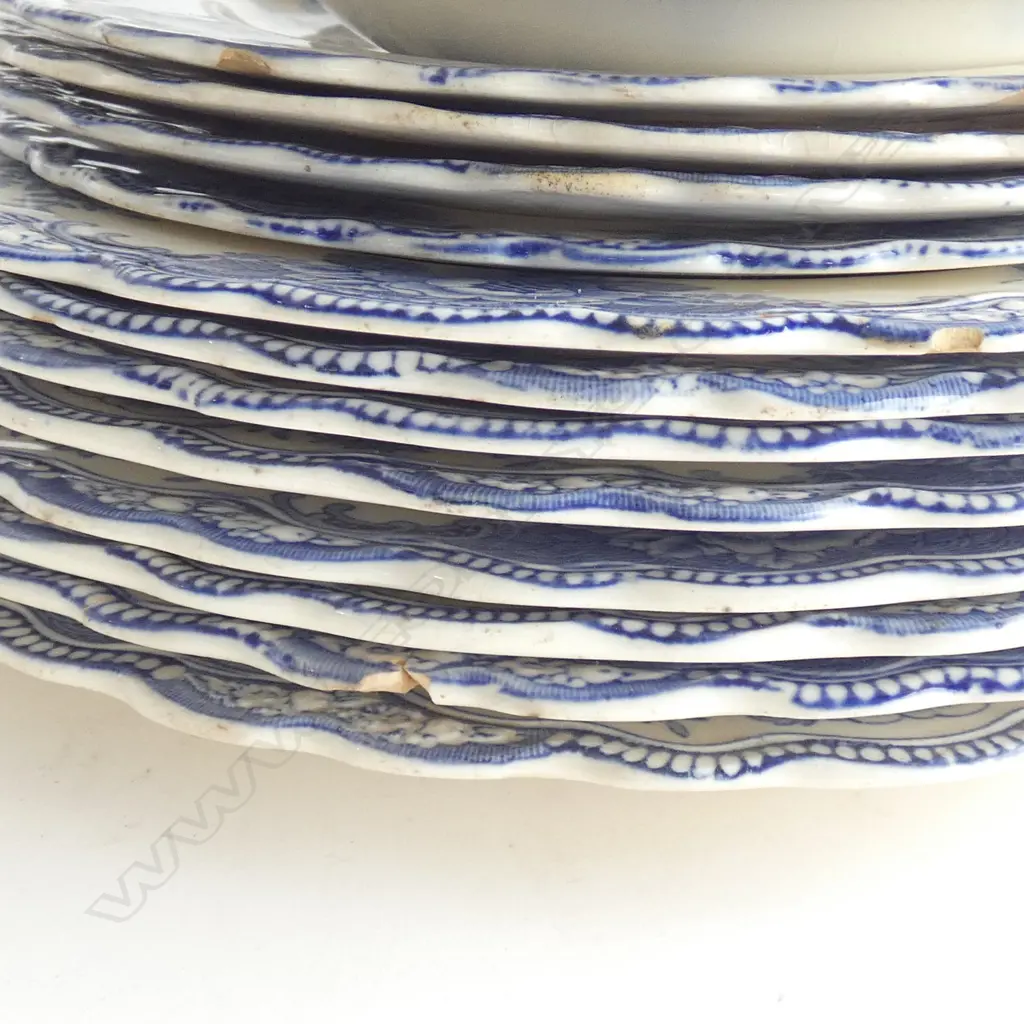 CROWN DUCAL BLUE & WHITE ASIATIC PHEASANT STYLE CHINA; PLATES / BOWLS / DISHES ETC.  21 PCS SOME A/F Image 1++