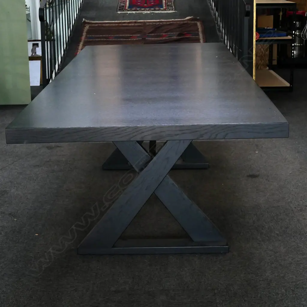 DESIGNER 'APARTMENTO' EBONISED DINING TABLE, L.2700mm W1000mm Image 1++