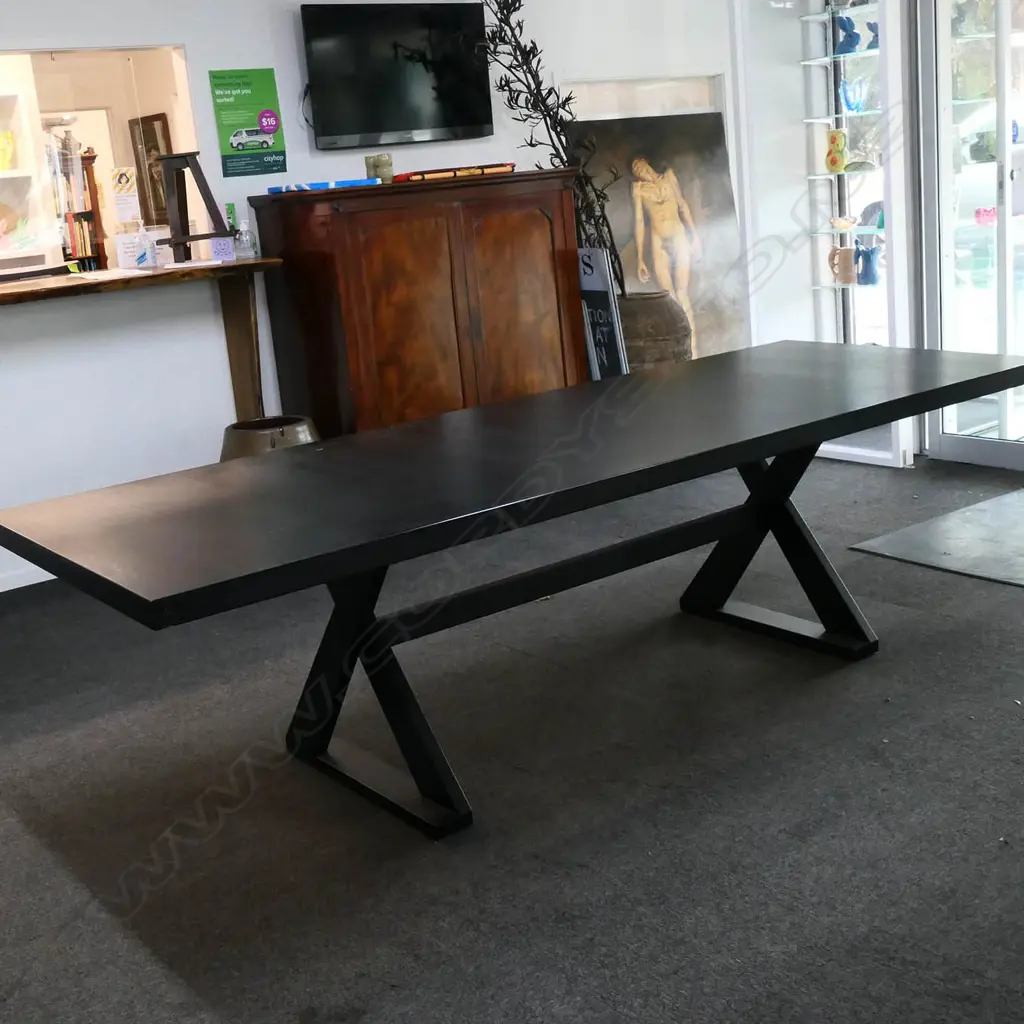 DESIGNER 'APARTMENTO' EBONISED DINING TABLE, L.2700mm W1000mm Image 1++