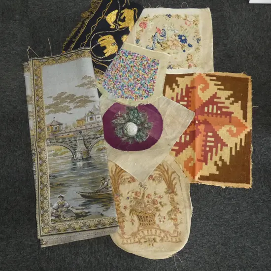 BOX TAPESTRIES (5) & 2 TAPESTRY WALL HANGINGS 