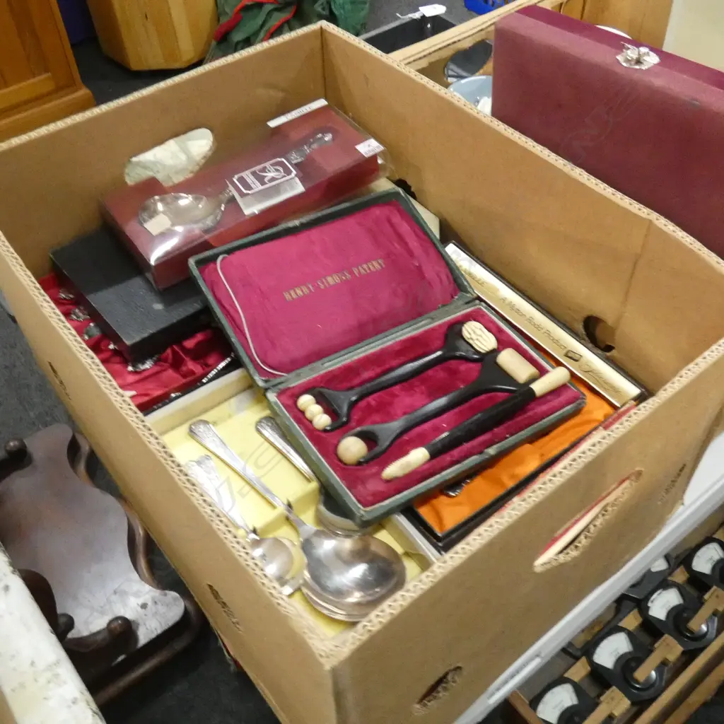 BOX LOT ASST. CASED CUTLERY + FACIAL ROLLER SET Image 1++