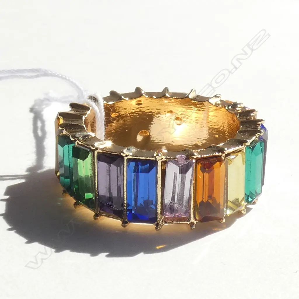 GOLD PLATED MULTI BAGUETTE STONE ETERNITY RING Image 1++