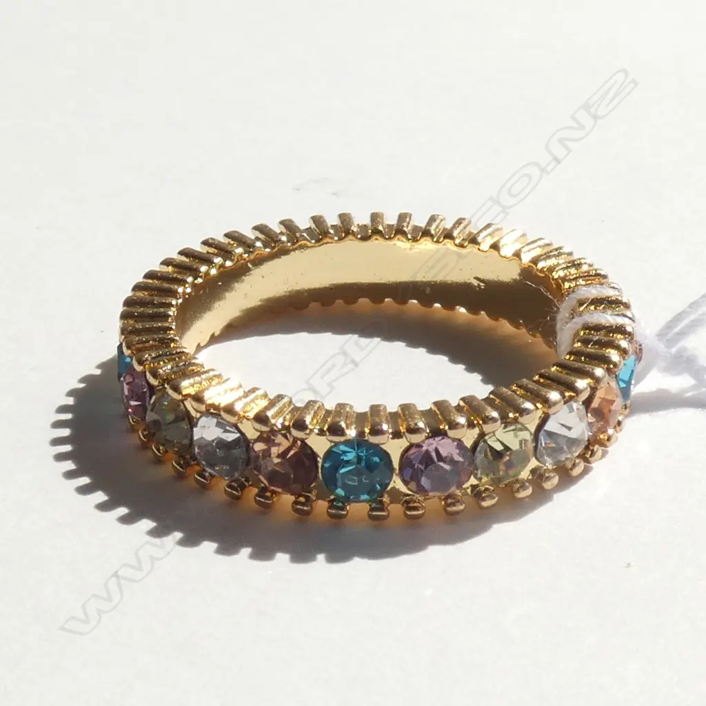 GOLD PLATED SILVER MULTI STONE ETERNITY RING Image 1++