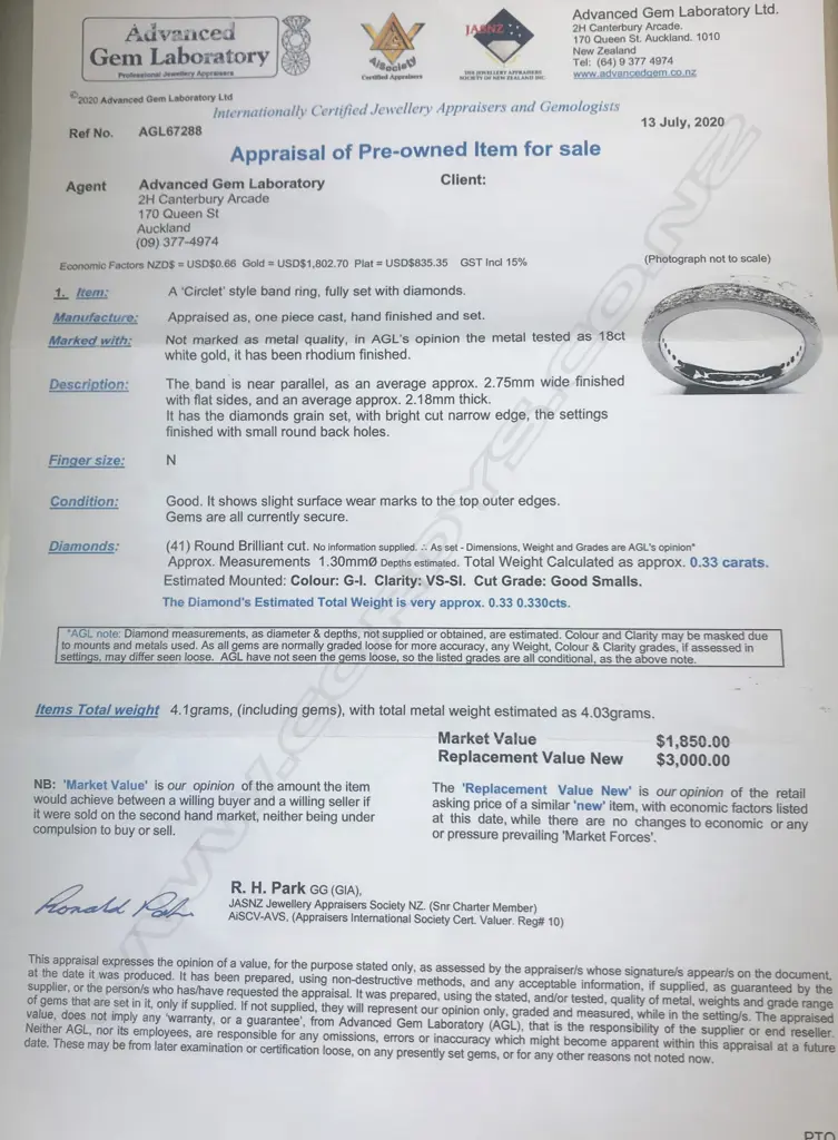 18CT WHITE GOLD DIAMOND SET BAND Image 1++