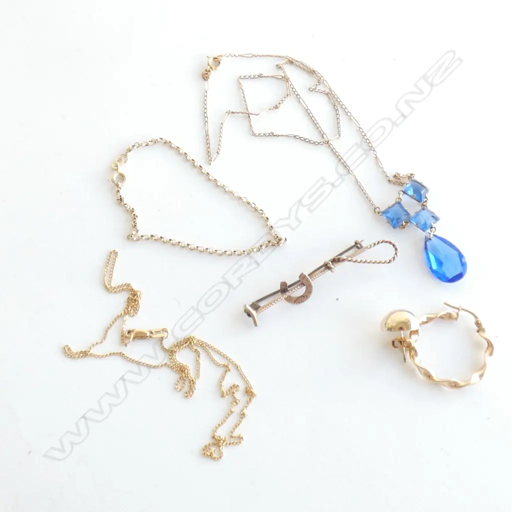 ASST 9CT GOLD JEWELLERY- BAR BROOCH / EARRINGS ETC Image 1++