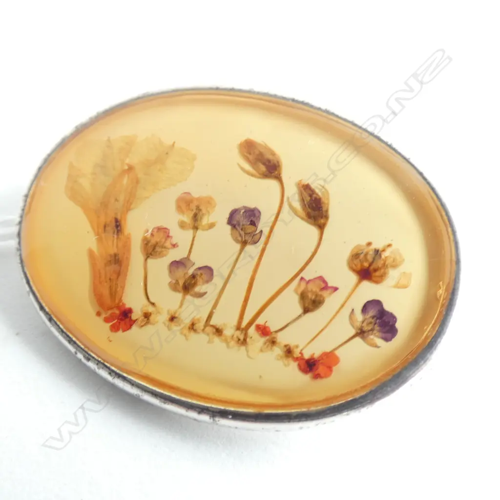 Vintage pressed flower brooch Image 1++