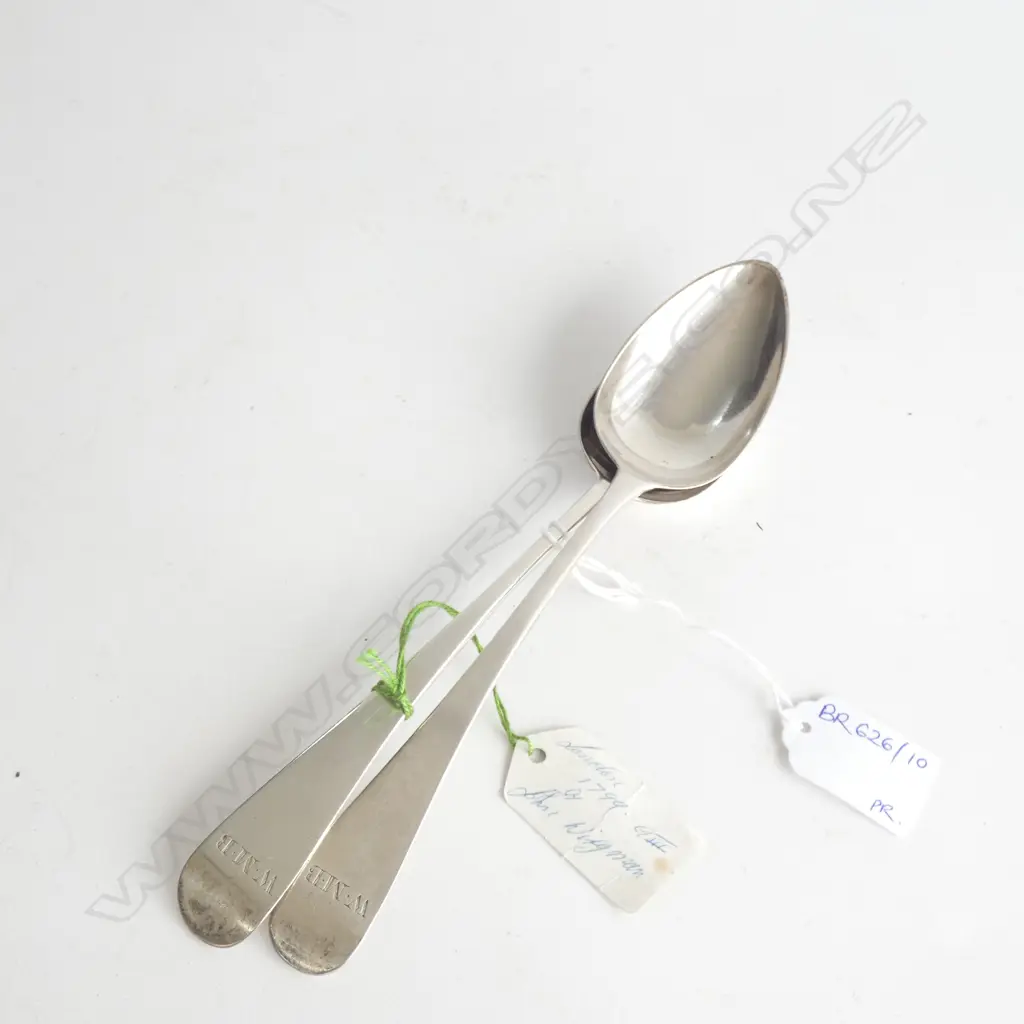 PR STG SILVER PIE SPOONS; LONDON 1799 THOMAS WALLIS II 119 GRAM  Image 1++