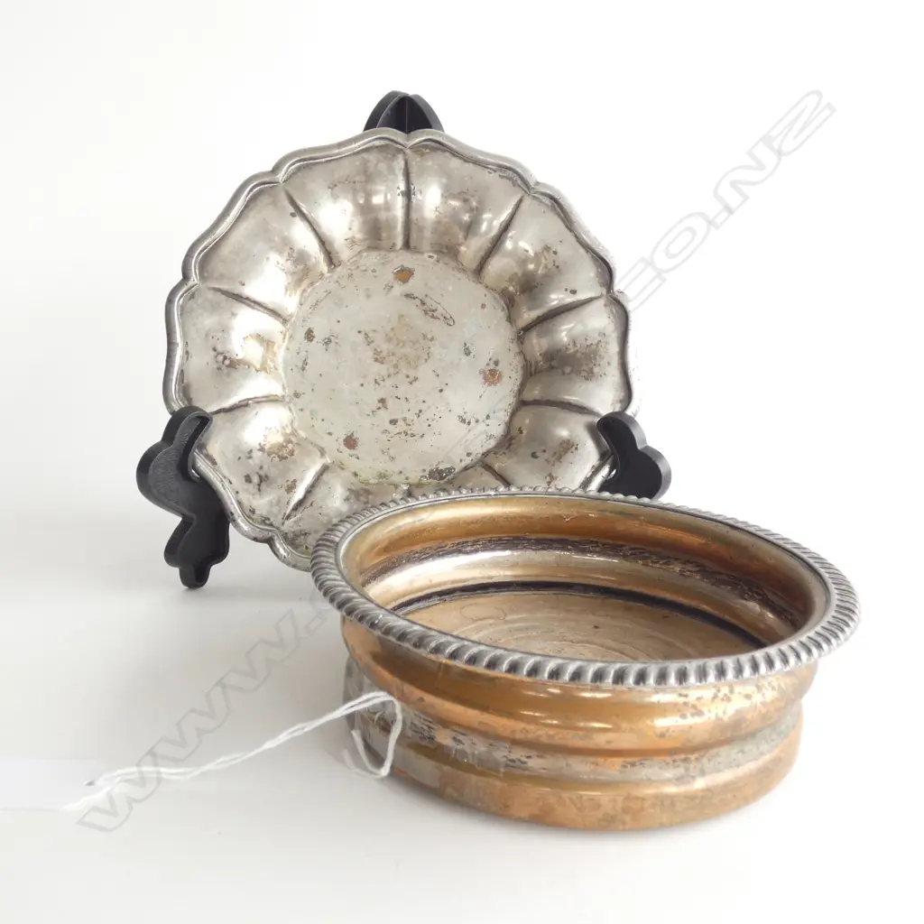2 SHEFFIELD PLATE COASTERS 175mm dia Image 1++
