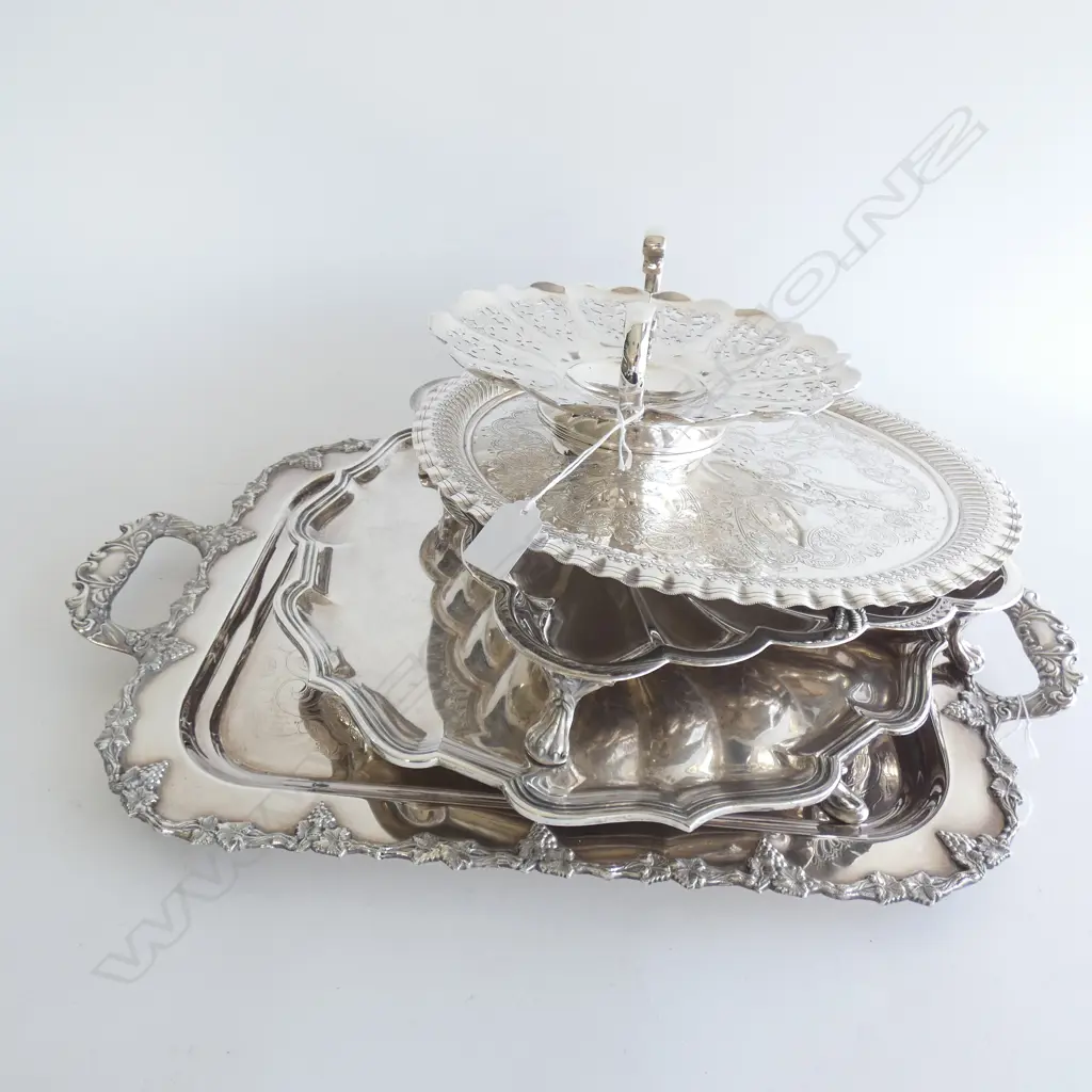 5 SILVER PLATE TRAYS LARGEST L.550mm Image 1++