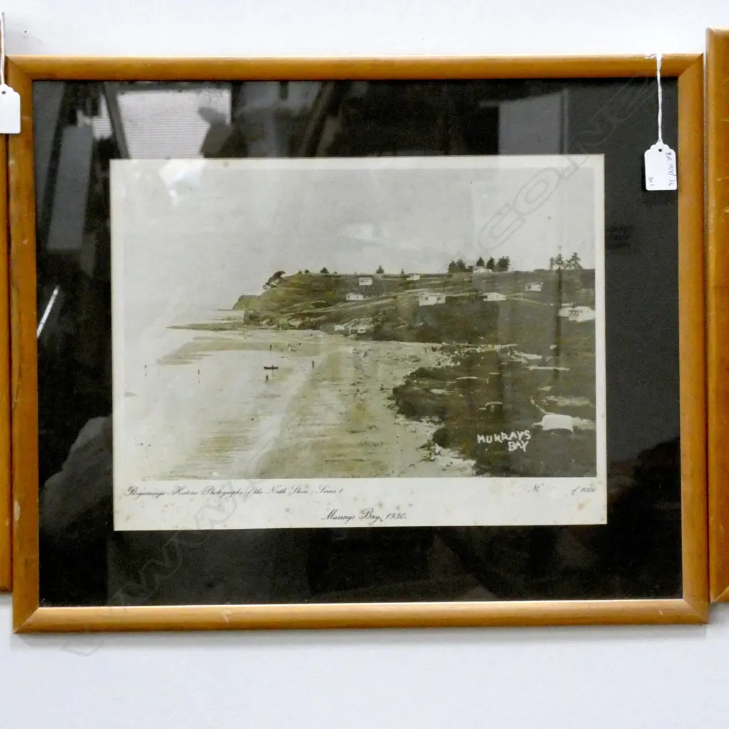 4 EARLY NZ PRINTS; 3 VIEWS OF NORTH SHORE 280x380mm + SIBELIUS ENGRAVING PERFORATED ROCK TOLAGA BAY Image 1++