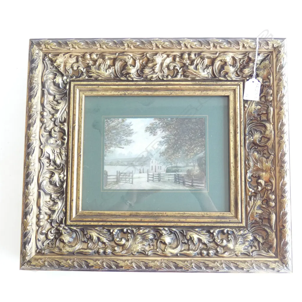 B. P. HOPKINS 'ARMY BARRACKS AT ITYTHE KENT' 1851 GILT FRAME 120x165mm Image 1++