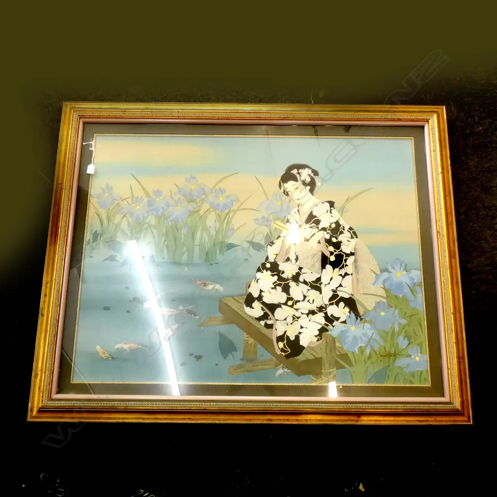 LG FRAMED JAPANAESE W/C ON LINEN SIGNED 'CAROLINE YUNG' 850x1150mm Image 1++