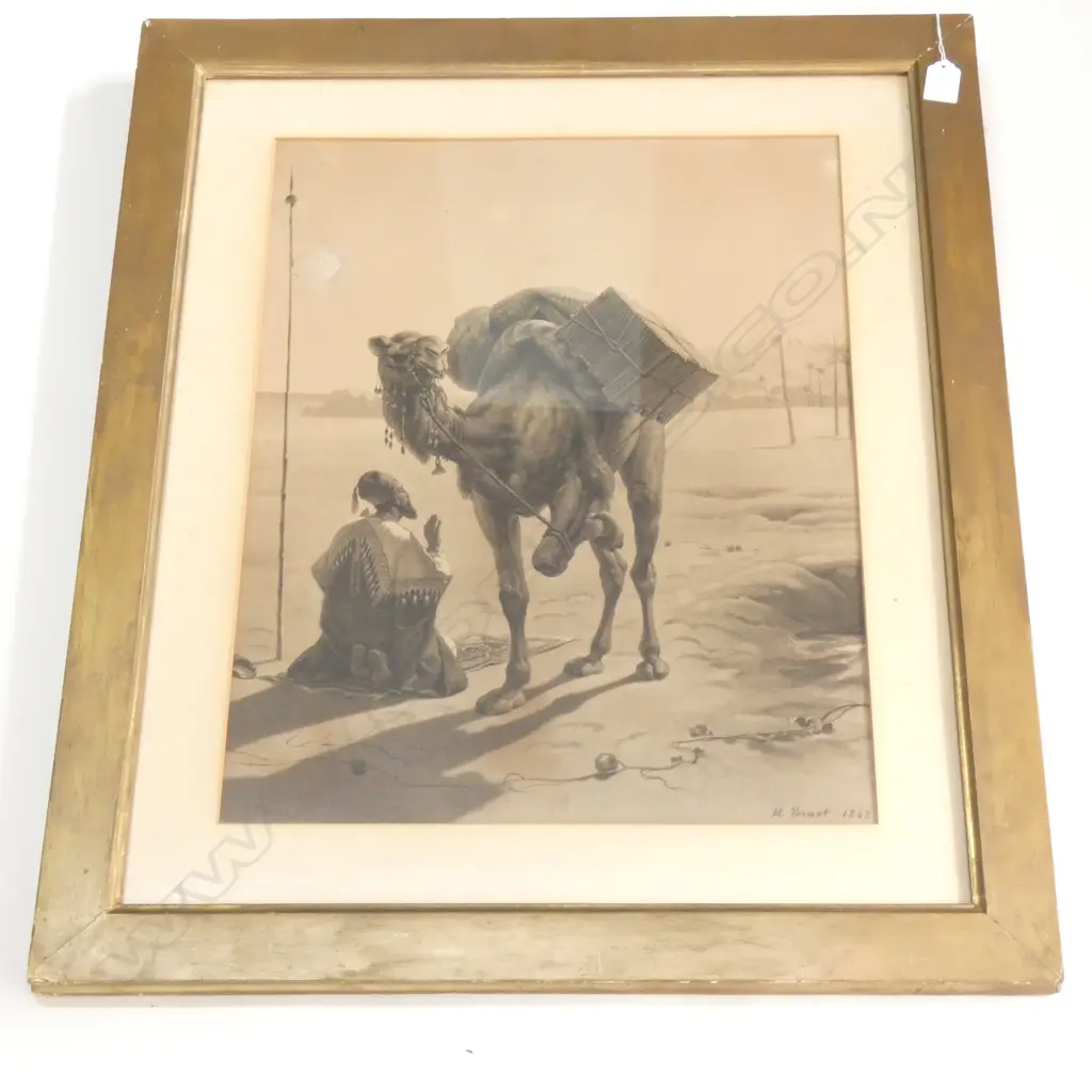 HORACE VERNET (FRENCH 1789-1863), FRAMED STEEL ENGRAVING, ‘LA POSTE AU DESERT’ (1842) Image 1++