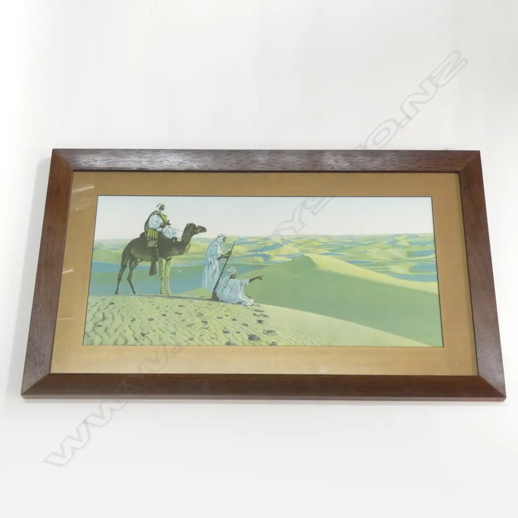 DESERT SCENES CHROMOLITHO BY LEHNERT AND LANDROCK, STAMPED LOGO. OAK FRAMED. Image 1++